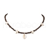Summer Beach Synthetic Turquoise Starfish & Natural Cowrie Shell Pendant Necklaces NJEW-JN05207-2