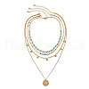 Flower Iron & Brass & Alloy & Synthetic Turquoise Pendant 3 Layer Necklaces FS-WG003DD-01-4