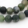 Frosted Round Natural Moss Agate Beads Strands G-J338-04-8mm-1