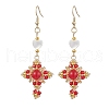 Natural Mixed Stone & Glass Seed Beads Dangle Earrings for Women EJEW-MZ00213-01-1