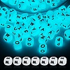 20Pcs Luminous Cube Letter Silicone Beads 12x12x12mm Square Dice Alphabet Beads with 2mm Hole Spacer Loose Letter Beads for Bracelet Necklace Jewelry Making JX437M-1