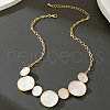 Flat Round Alloy White Enamel Bib Necklaces FS-WG42433-02-1