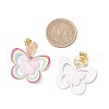 Brass Printing Acrylic Butterfly Dangle Stud Earrings EJEW-JE06431-02-3