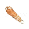 2Pcs Electroplated Natural Quartz Crystal Dyed Copper Wire Wrapped Pendants PALLOY-JF03174-02-5