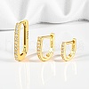 3 Pcs Elegant 925 Sterling Silver Clear Cubic Zirconia Oval & U-Shaped Hoop Earrings UO7347-1-2