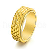 Grooved Feather Stainless Steel Rotating Finger Ring PW-WG72207-14-1