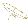 Heart & Letter Brass Crystal Rhinestone Charm Double Layer Anklets FS-WG6749C-26-1