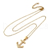 304 Stainless Steel Crystal Rhinestone Anchor Pendant Necklaces NJEW-Z057-01C-G-4