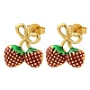 Brass Enamel Stud Earrings EJEW-D322-06G-01-4