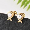 304 Stainless Steel Imitation Pearl Stud Earrings STAS-E502-03G-2