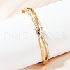 201 Stainless Steel with Rhinestone Bangles for Women BJEW-B138-03G-1