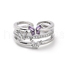 Violet Cubic Zirconia Butterfly Open Cuff Ring RJEW-C061-01P-2