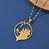 304 Stainless Steel Hollow Star with Prayer Pendant Necklaces for Ramadan & Eid Mubarak NJEW-D318-04G-2