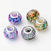 Spray Painted Glass European Beads X-GPDL-R005-M1-1