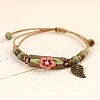 Adjustable Handmade Porcelain Flower Beads Braided Beads Bracelets WGFB2A7-03-1