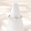 Clover Sterling Silver Adjustable Finger Rings for Women RJEW-B128-06-1