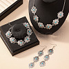 Oval Alloy & Synthetic Turquoise Pendant Necklaces & Dangle Earrings & Link Bracelets Sets FS-WGAAC5F-01-4