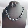 Acrylic Oval Beaded Necklace & Dangle Earring Sets FS-WG338F8-01-1