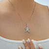 Elegant Brass Micro Pave Clear Cubic Zirconia Star Pendant Necklaces EY0411-2-1