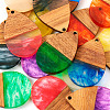  16Pcs 8 Colors Transparent Resin & Walnut Wood Pendants RESI-TA0002-66-12