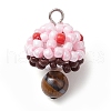 Seed Beads & Natural Tiger Eye Beaded Charms PALLOY-MZ00333-04-1