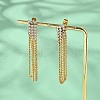 304 Stainless Steel Clear Cubic Zirconia Tassel Stud Earrings EJEW-Z094-01B-G-3