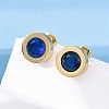 304 Stainless Steel Flat Round Stud Earrings EJEW-C099-23G-01-2