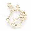 Rack Plating Alloy Bunny Open Back Bezel Pendants PALLOY-R099-23G-FF-2