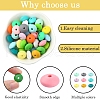100Pcs 25 Styles Rondelle Food Grade Eco-Friendly Silicone Abacus Beads SIL-YW0001-36-3