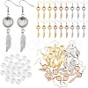 DIY Blank Dome & Feater Shape Stainless Steel Dangle Earring Making Kit EJEW-AR00001-1