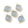 Brass Pave Dyed Natural White Jade Faceted Flat Round Connector Charms G-U028-04G-10-1