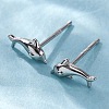 S925 Sterling Silver Dolphin Stud Earrings EJEW-R015-01P-2