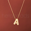 Brass Micro Pave Clear Cubic Zirconia Initial Pendant Necklaces for Women FS-WGDC51D-01-1