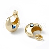 Enamel Crescent Moon with Evil Eye Stud Earrings EJEW-A093-01G-01-2