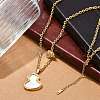 Ion Plating(IP) 304 Stainless Steel Pave Natural Shell Gourd Pendant Cable Chain Necklaces for Women NJEW-M078-02G-01-2