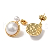 Rack Plating Brass with ABS Plastic Pearl Stud Earrings for Women EJEW-G403-06G-2
