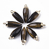 Top Golden Plated Natural Tiger Eye Pointed Pendants G-S359-078A-2