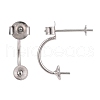 Anti-Tarnish Rhodium Plated 925 Sterling Silver Stud Earring Findings STER-M089-08-2