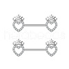 304 Stainless Steel Micro Pave Clear Cubic Zirconia Nipple Rings WGA4B87-03-1