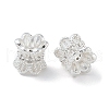 6-Petal Brass Micro Pave Cubic Zirconia Double Sided Bead Caps ZIRC-F141-01S-01-1