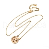 Clover 304 Stainless Steel Rhinestone Pendant Necklaces for Women NJEW-M107-03G-2