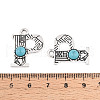 Synthetic Turquoise & Alloy Pendants PALLOY-H146-01AS-P-3