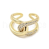 Rack Plated Brass Micro Pave Cubic Zirconia Knot Open Cuff Rings for Women RJEW-Z039-03G-2