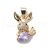 Rack Plating Brass Cubic Zirconia Charms KK-E003-36G-2