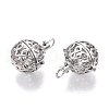 Rack Plating Brass Cage Pendants KK-S751-005P-2