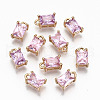 Brass Glass Rhinestone Pendants GLAA-S179-21G-RS-1