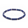 Natural Lapis Lazuli(Dyed) Column Beaded Stretch Bracelet BJEW-JB08989-02-1