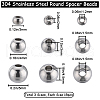 Beebeecraft 450Pcs 3 Style 304 Stainless Steel Round Beads STAS-BBC0003-44-2
