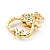 Brass Micro Pave Clear Cubic Zirconia Heart Lobster Claw Clasps KK-G416-35G-2