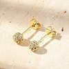 Round Brass Micro Pave Clear Cubic Zirconia Stud Earrings EJEW-D311-107G-1